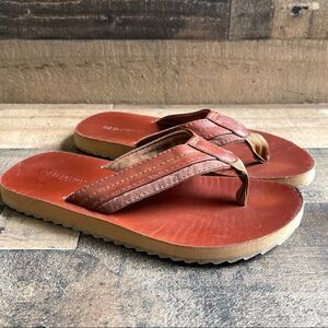 Old Navy Boys Faux Brown Leather Flip Flops Size 12-13
